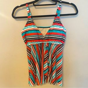 Merona Striped Flyaway Tankini Swim Top Medium